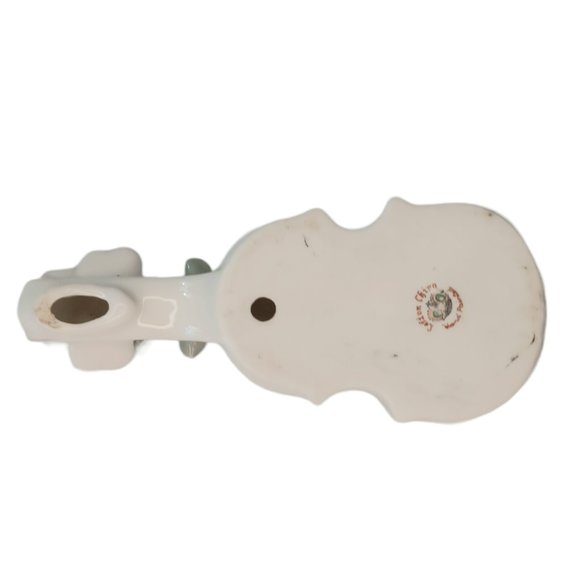 Vintage Lefton Violin Pink Roses Handpainted Figurine Trinket Dish - Picture 2 of 8